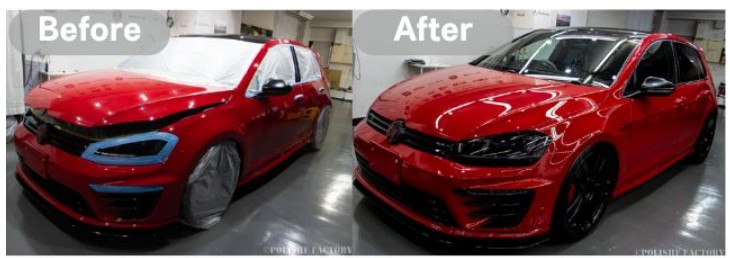 VWゴルフR｜PLATINUMセラミックコーティング再施工例　ビフォア＆アフター
