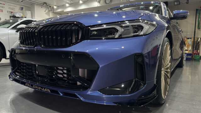 BLACKセラミック施工後のBMWアルピナ B3 GTツーリング前方全景