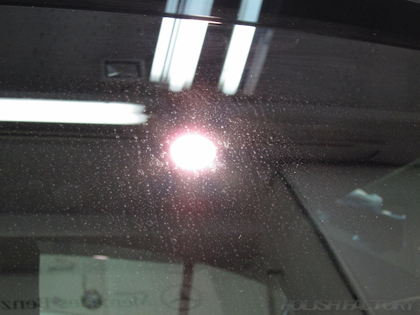 スバル WRX STI Type Sガラスコーティング施工ウィンドー雨シミ画像
